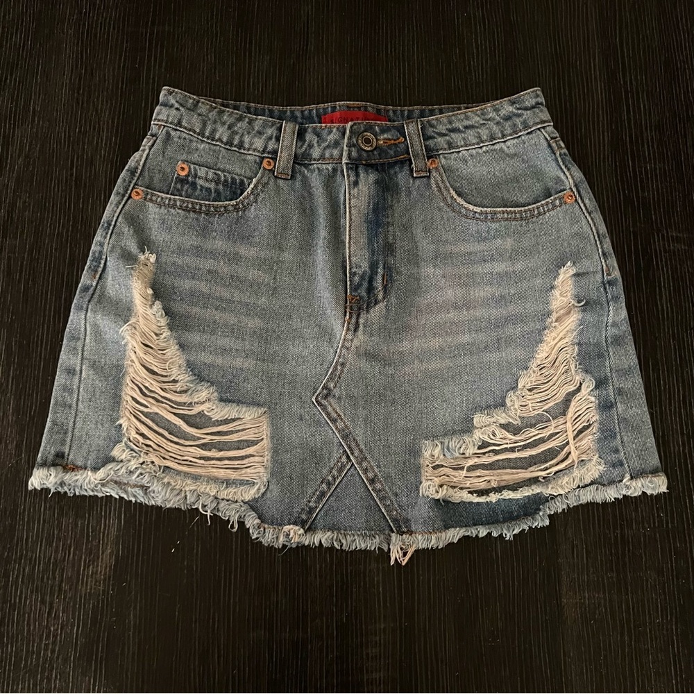 Signature8 Distressed Denim Mini Skirt